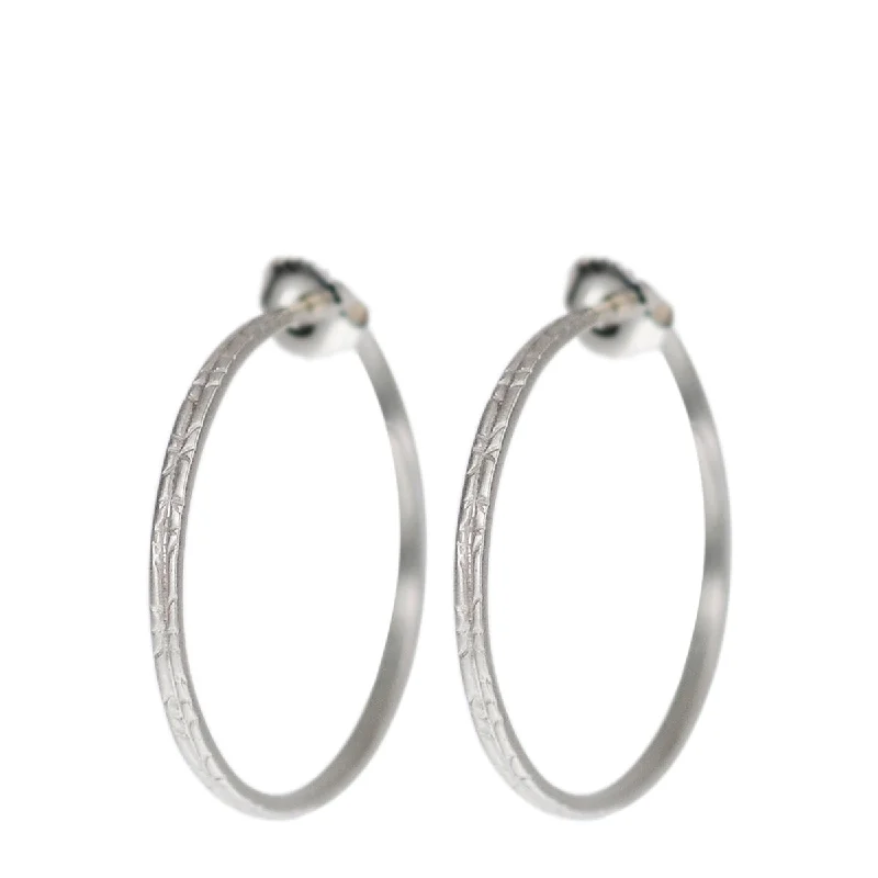 Stud Earrings -Sterling Silver Medium Engraved Endless Hoop Earrings