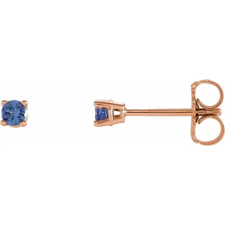 Farmhouse Earrings -14K Rose 2.5 mm Natural Tanzanite Stud Earrings