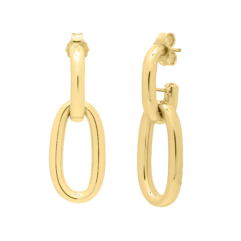 Enamel Earrings -14K Gold Link Drop Earrings