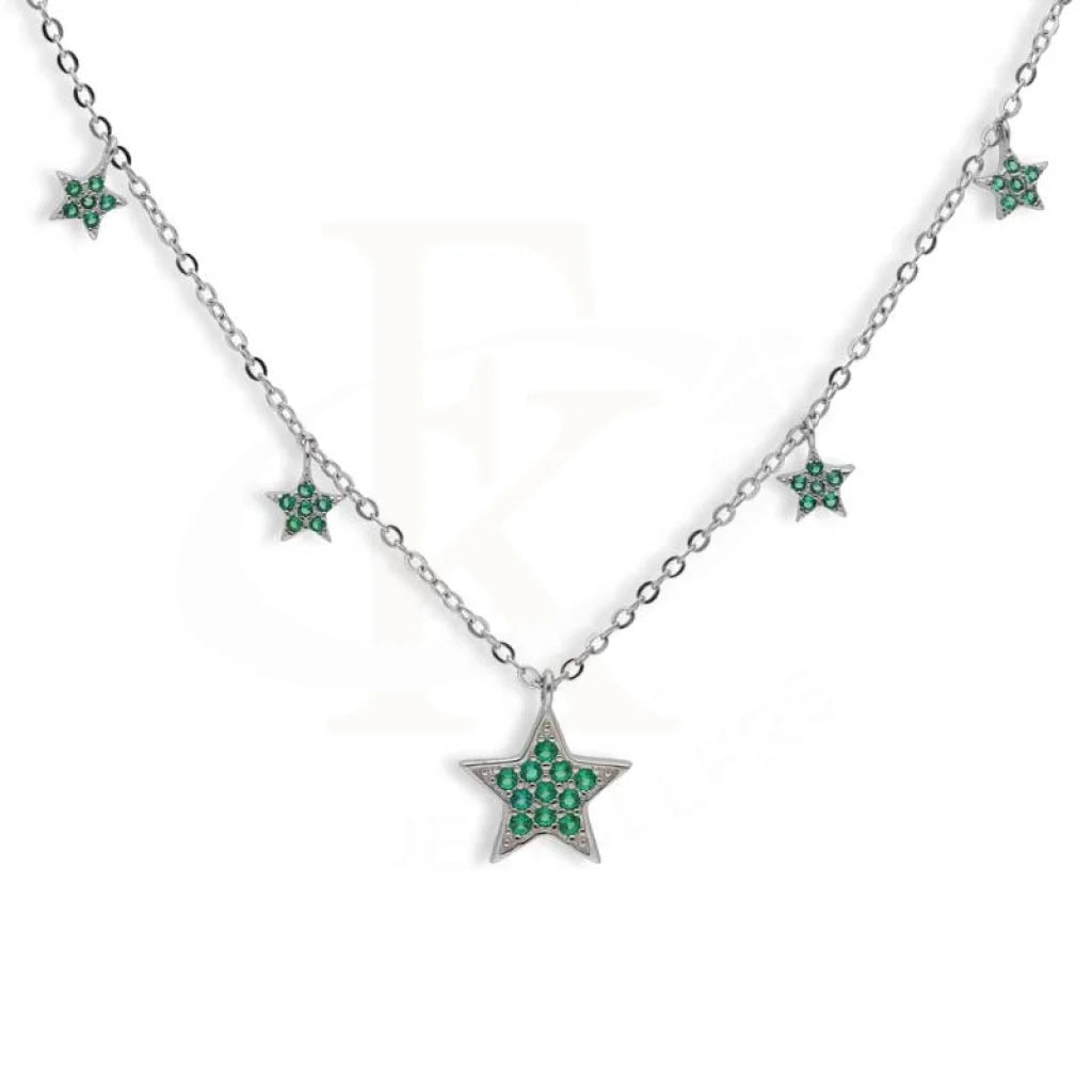 Ladies Necklaces with Uvarovite-Sterling Silver 925 Stars Shaped Necklace - FKJNKLSL2972