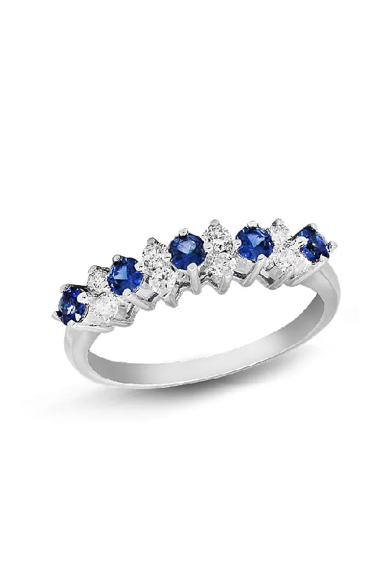 Adjustable Rings -Gemma Blue Sapphire and Diamond Ring, 0.76 TCW