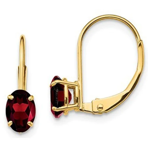 Empowerment Earrings -14KT YELLOW GOLD 1.10 CTW OVAL GARNET LEVERBACK EARRINGS