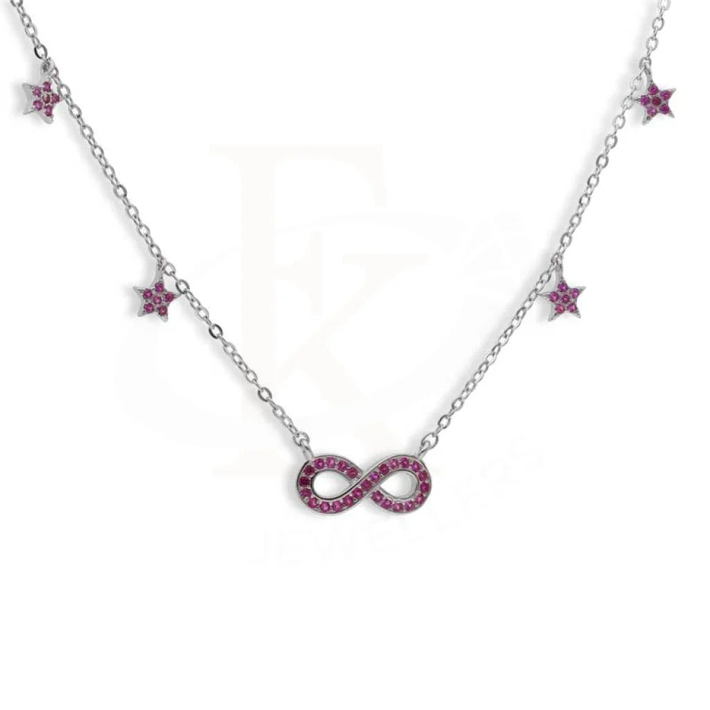 Ladies Necklaces with Wulfenite-Sterling Silver 925 Infinity and Stars Shaped Necklace - FKJNKLSL2968