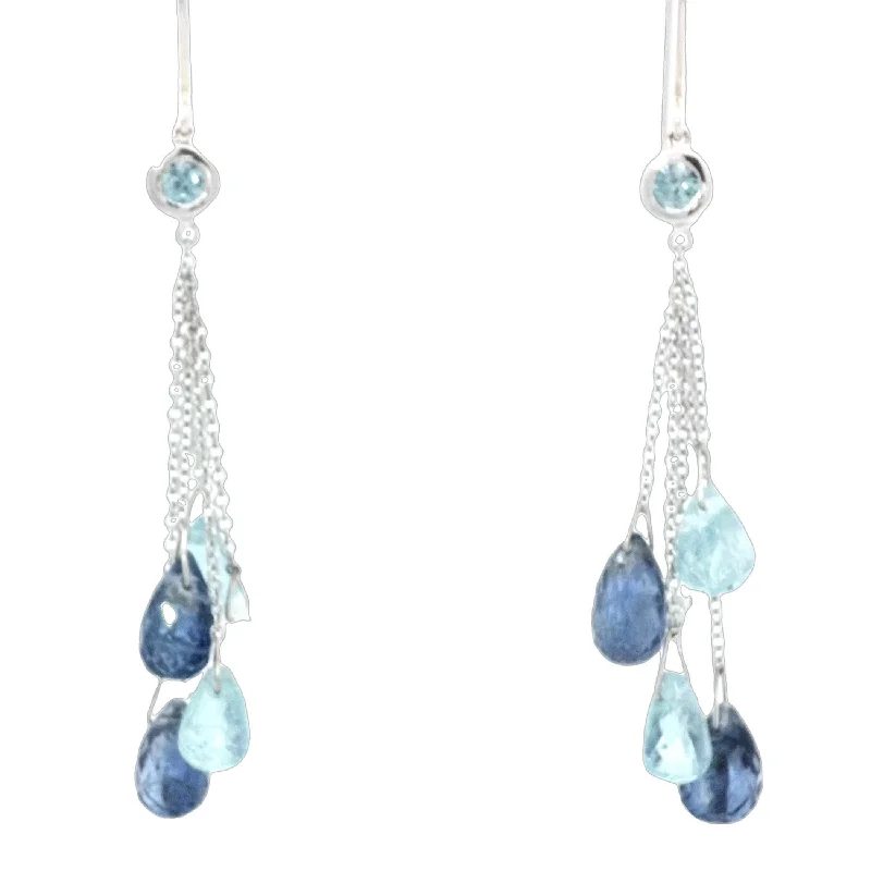 Emerald Earrings -Kyanite, Apatite and Blue Zircon Earrings