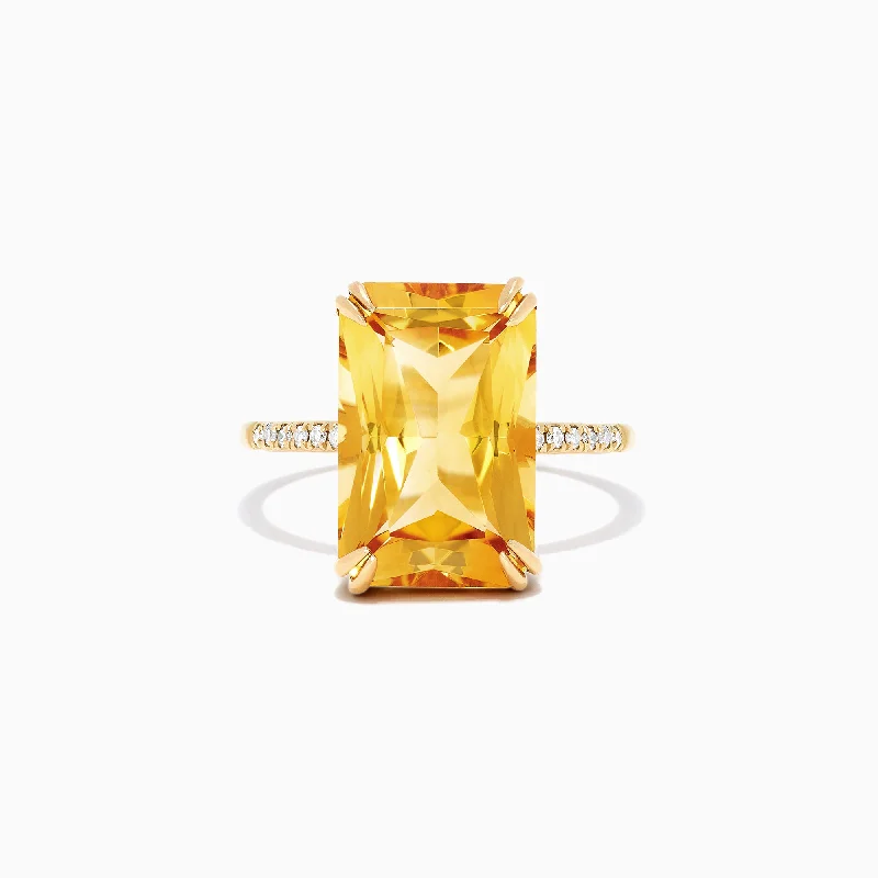 Meditation Rings -Sunset 14K Yellow Gold Citrine and Diamond Ring, 6.72 TCW