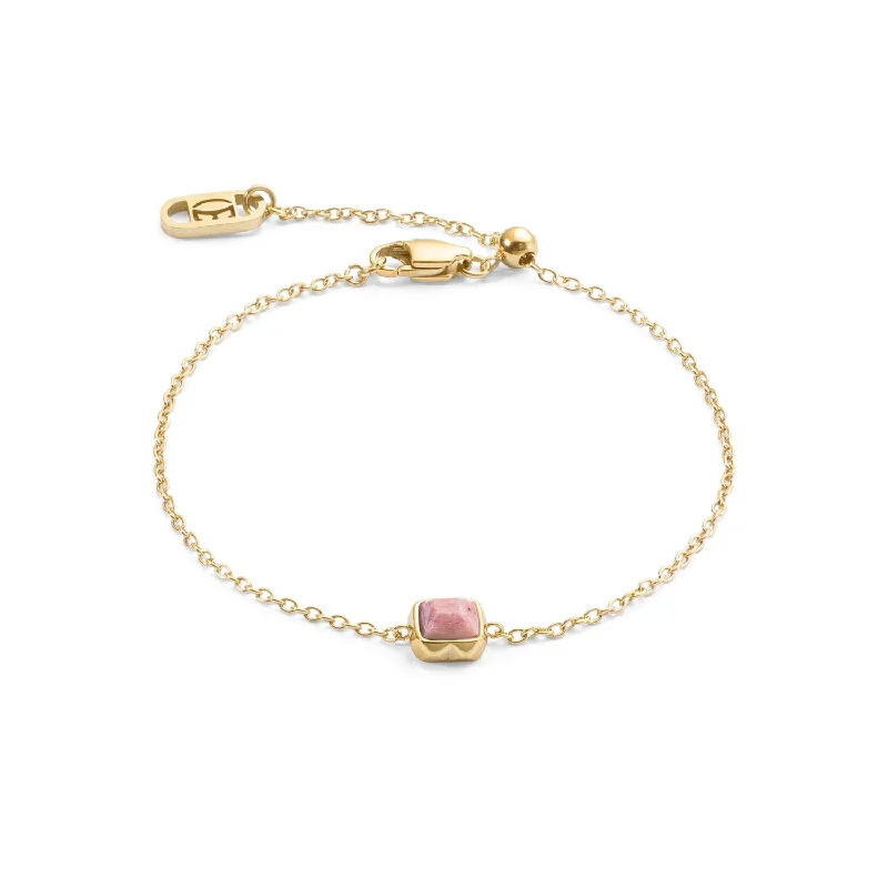 Ladies Bracelets with Purple Stichtite-Coeur De Lion Gold July Birthstone Rhodochrosite Bracelet