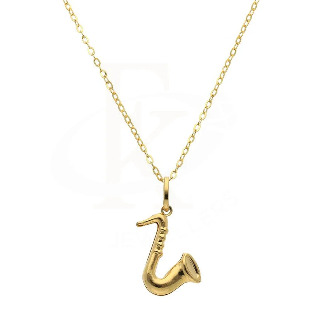 Ladies Necklaces Butterfly Charm-Gold Necklace (Chain with Trumpet Shaped Pendant) 18KT - FKJNKL18K2497