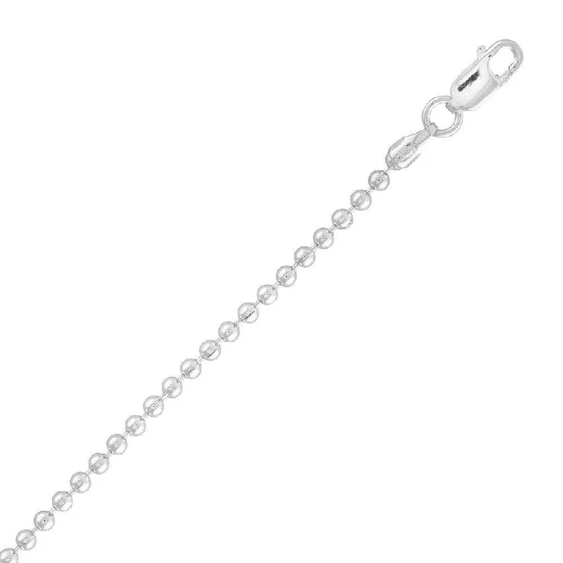 Ladies Bracelets Custom Engraved-Sterling Silver 2.2mm Bead Bracelet, 7"