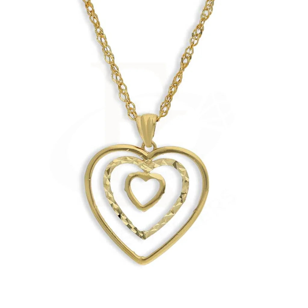 Ladies Necklaces with Kunzite-Gold Necklace (Chain With Triple Hearts Pendant) 18KT - FKJNKL18K3087