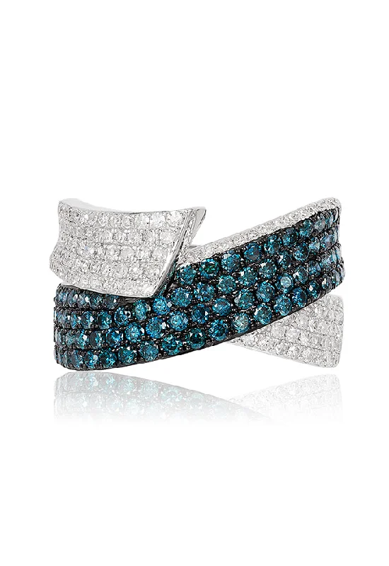 Balance Rings -Bella Bleu 14K White Gold Blue and White Diamond Ring, 1.36 TCW