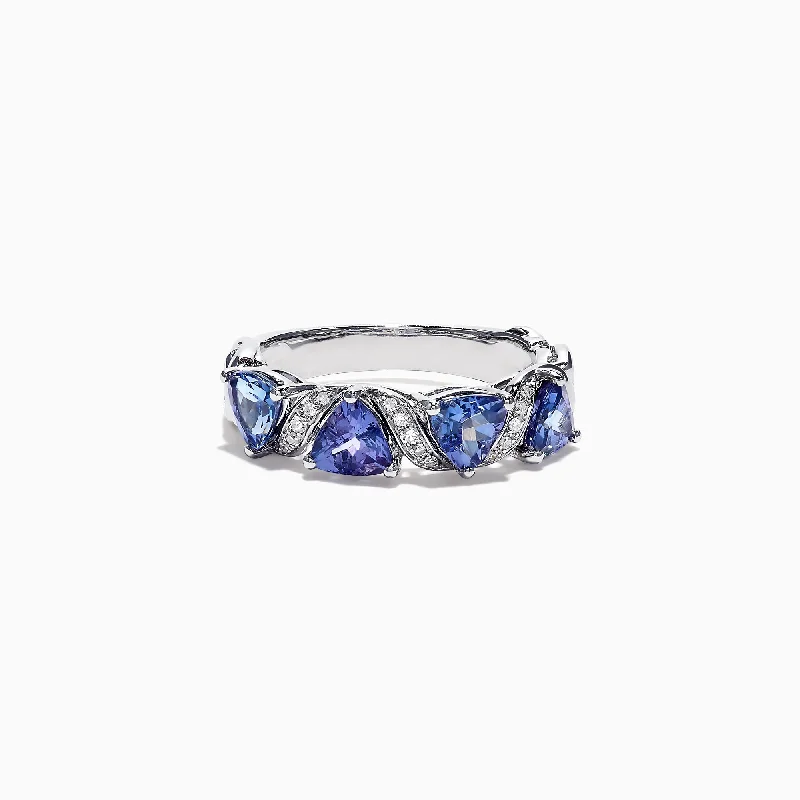 Sterling Silver Rings -Nahla Siri 14K White Gold Tanzanite Diamond Ring, 1.58 TCW