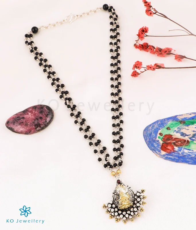 Ladies Necklaces with Jade-The Kavya Silver Lakshmi Mangalsutra Necklace