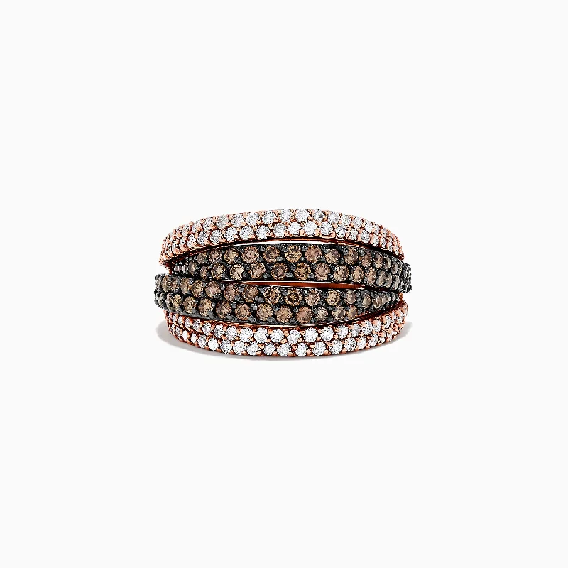 Everyday Rings -14K Rose Gold Espresso and White Diamond Ring, 2.05 TCW