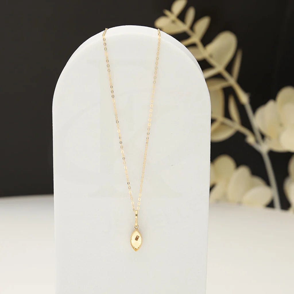 Ladies Necklaces for Bridesmaids-Gold Necklace (Chain With Marquise Shaped Pendant) 18KT - FKJNKL18K5241