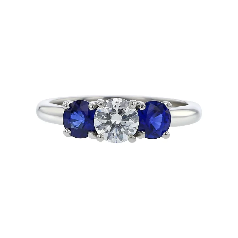 Narrow Band Engagement Rings -Platinum Diamond and Sapphire Engagement Ring Setting