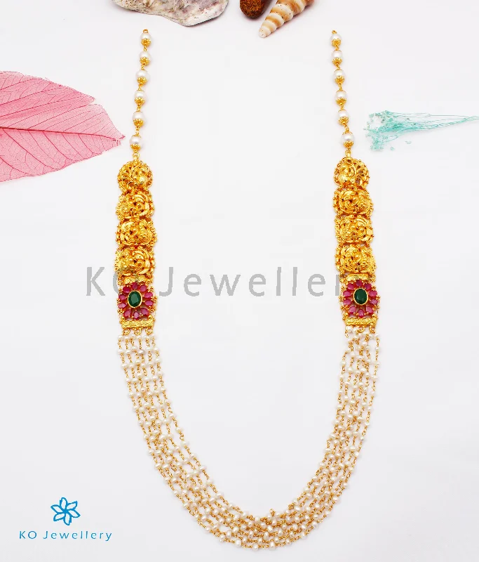 Ladies Necklaces Flame Charm-The Kajjara  Silver Layered Pearl Necklace