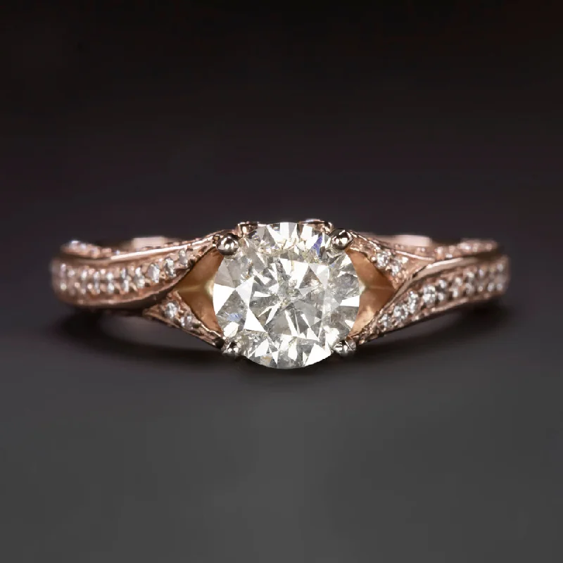 Starry Night Engagement Rings -1.70ct NATURAL DIAMOND ROUND BRILLIANT CUT ENGAGEMENT RING ROSE GOLD SPLIT SHANK