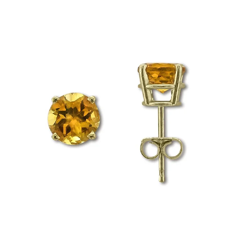 Serenity Earrings -14KT YELLOW GOLD 1.40 CTW ROUND CITRINE EARRINGS