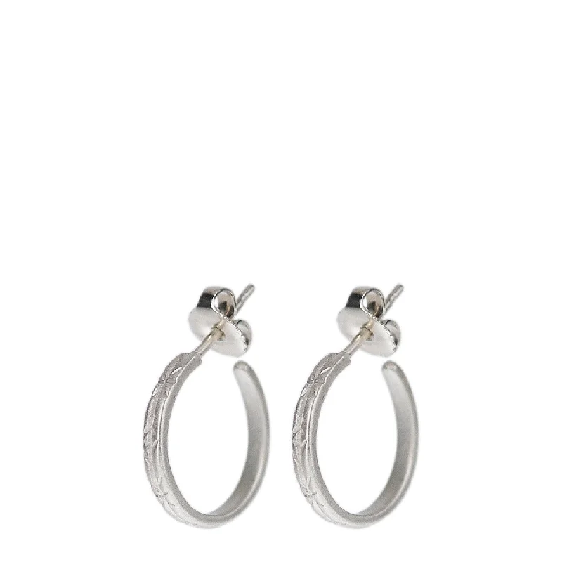 Hoop Earrings -Sterling Silver Small Engraved Hoop Earrings