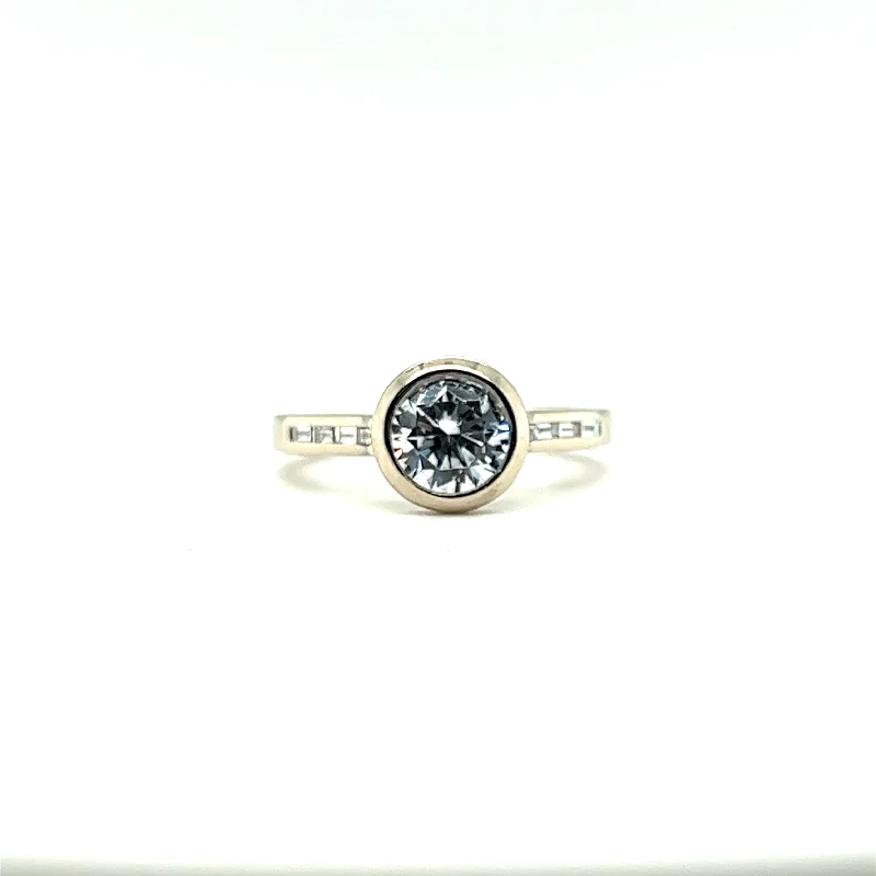 Peaceful Style Engagement Rings -Dahlia Custom Bezel Diamond Engagement Ring