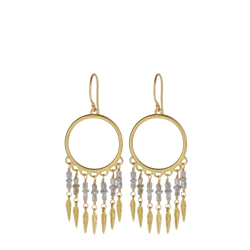 Classic Earrings -18K Gold Small Grey Diamond Dream Catcher Earrings