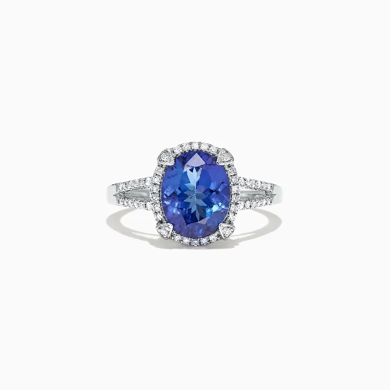 Winter Rings -14K White Gold Tanzanite and Diamond Ring, 3.09 TCW