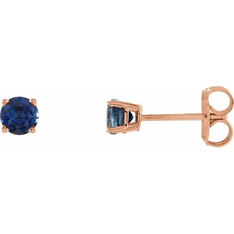 Cosmic Earrings -14K Rose 4 mm Lab-Grown Blue Sapphire Stud Earrings