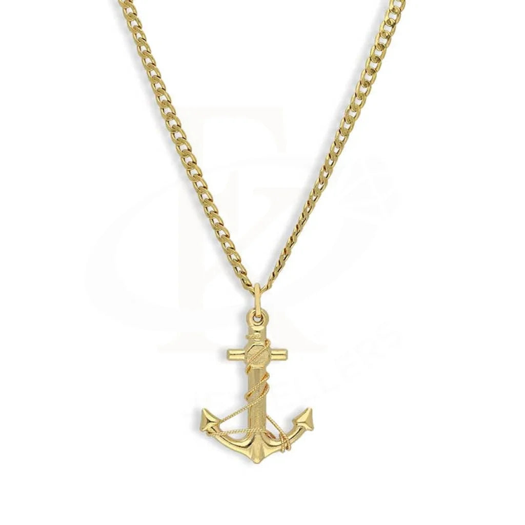 Ladies Necklaces with Prehnite-Gold Necklace (Chain With Anchor Pendant) 18KT - FKJNKL18K3129