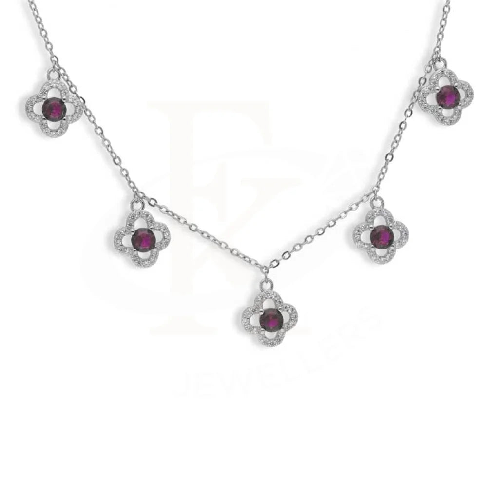 Ladies Necklaces with Sphalerite-Sterling Silver 925 Flowers Shaped Necklace - FKJNKLSL2975