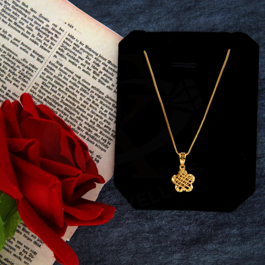 Ladies Necklaces with Rosasite-Gold Necklace (Chain with Flower Pendant) 21KT - FKJNKL21KM8428