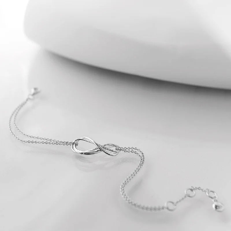 Ladies Bracelets for Wedding Party-Kit Heath Sterling Silver Infinity Double Chain Bracelet