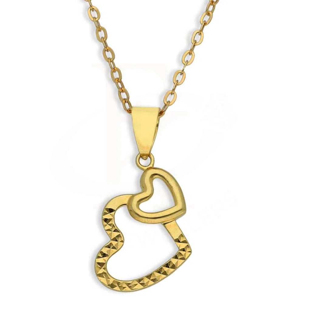 Ladies Necklaces with Opal-Gold Necklace (Chain with Twin Hearts Pendant) 18KT - FKJNKL18K2833