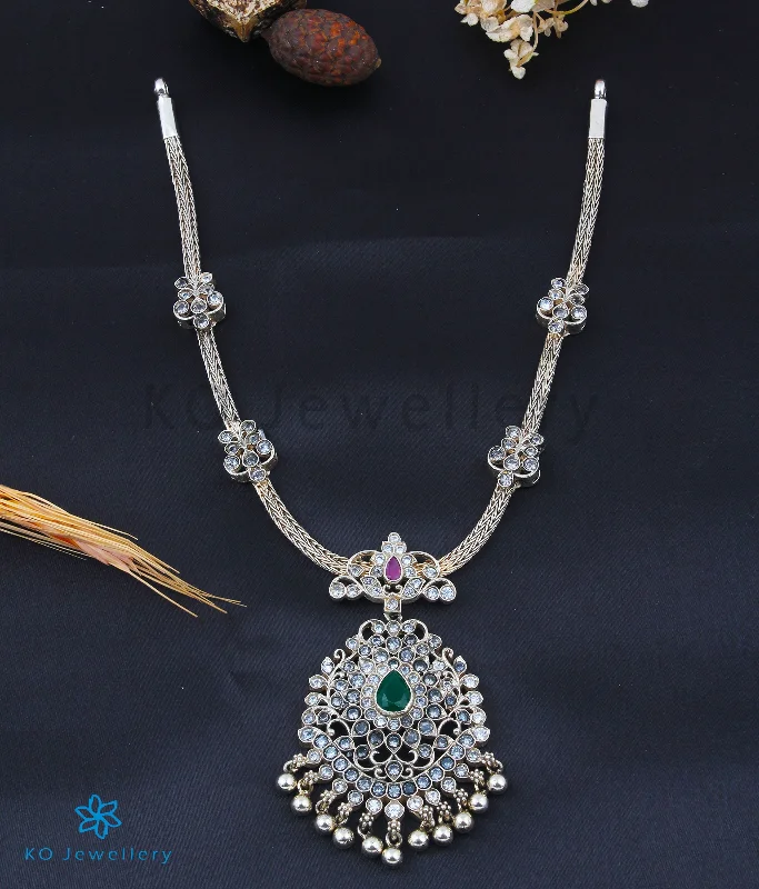 Ladies Necklaces Vintage Style-The Diya Silver Necklace (Oxidised)