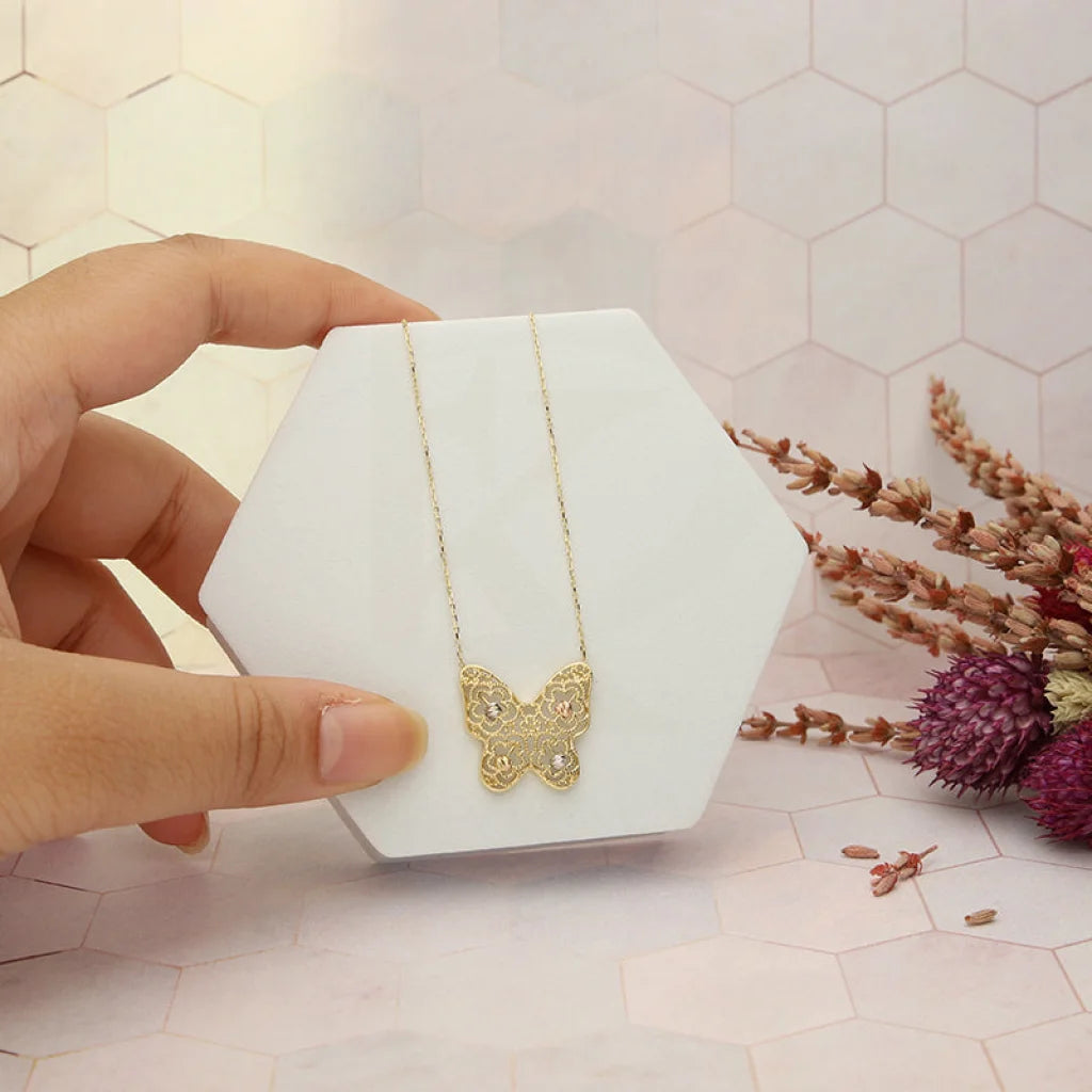 Ladies Necklaces Choker Type-Gold Butterfly Shaped Necklace 18KT - FKJNKL18K5273