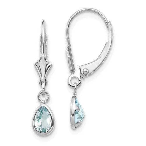 Energy Earrings -14KT GOLD 0.70 CTW PEAR AQUAMARINE LEVERBACK DROP EARRINGS