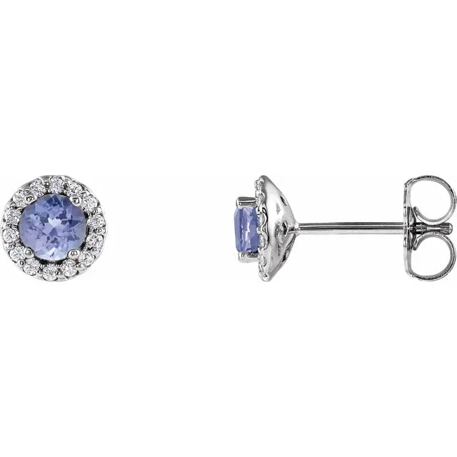 Hope Earrings -14KT WHITE 0.54CT TANZANITE & 1/10 CTW DIAMOND EARRINGS