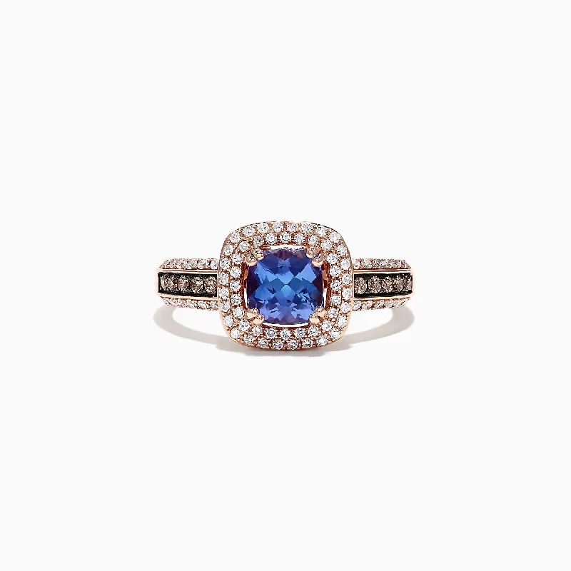 Moon Rings -Nahla Siri 14K Rose Gold Tanzanite and Diamond Rings, 1.34 TCW