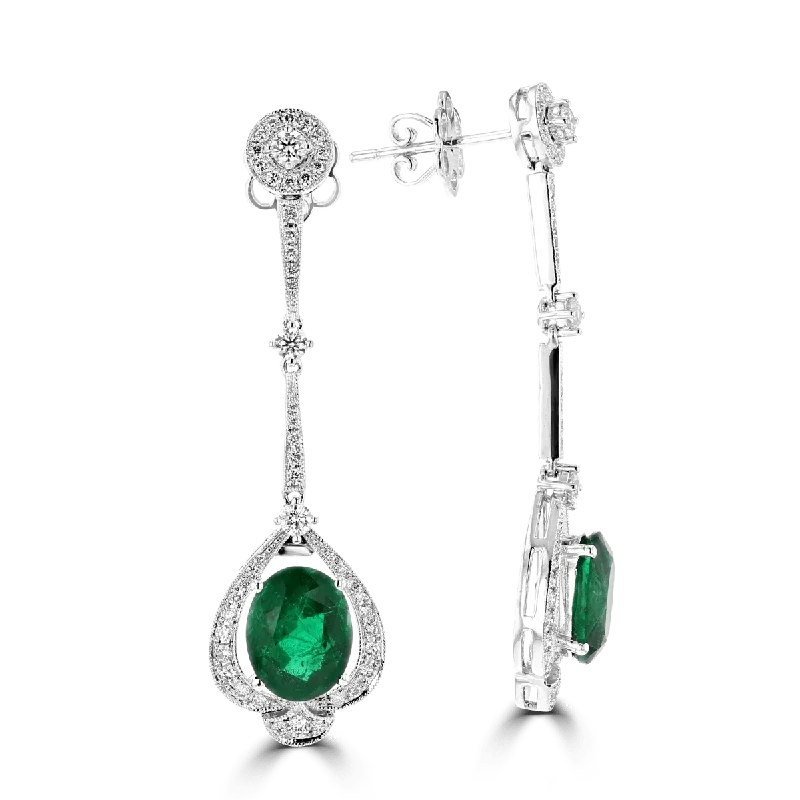 Pink Earrings -Juleve 18KT 3.95 CTW Emerald & .76 CTW Diamond Drop Earrings