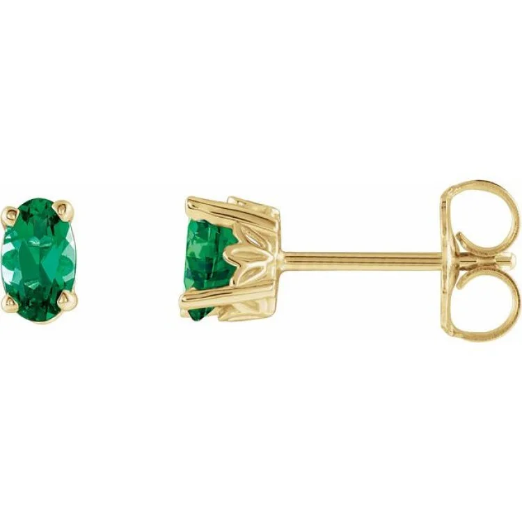 Keepsake Earrings -14K Yellow Lab-Grown Emerald Earrings