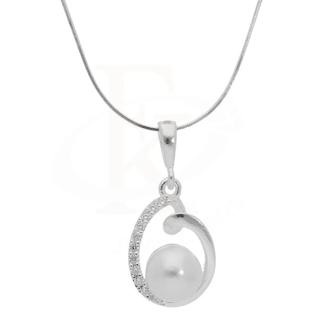 Ladies Necklaces with Lepidolite-Sterling Silver 925 Necklace (Chain With Pearl Pendant) - FKJNKLSL3055