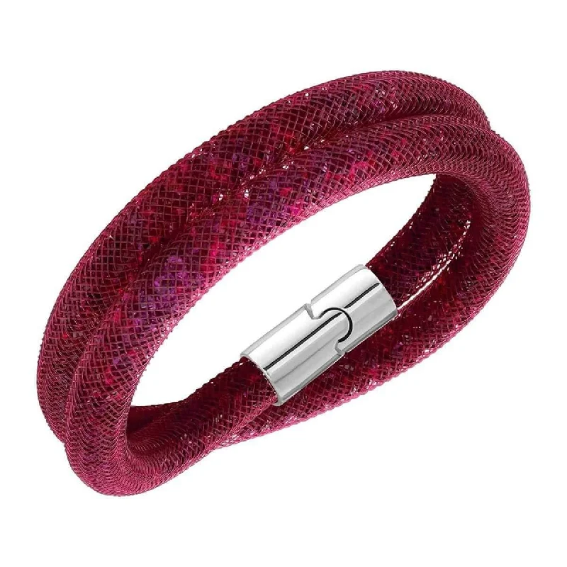 Ladies Bracelets for Festive Seasons-Swarovski Women's Bracelet - Stardust 15" Inch Ruby Red Crystal Double Wrap | 5139748