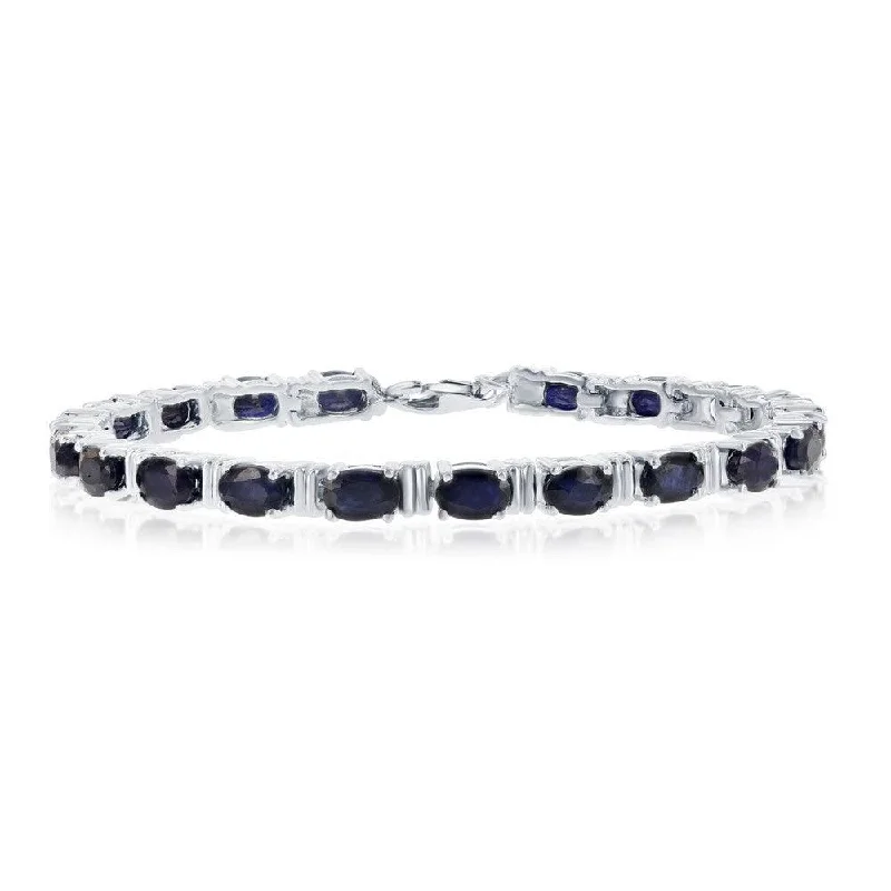 Ladies Bracelets for Photographers-Sterling Silver 12.3cttw Sapphire Gem; 6x4mm Oval Bracelet