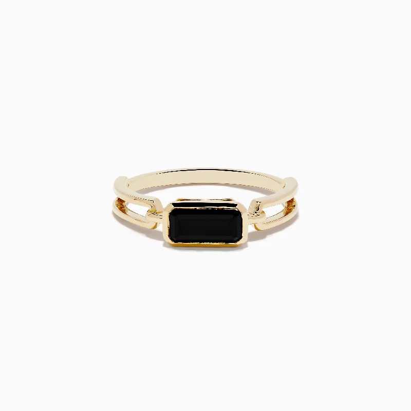 Lightweight Rings -14K Yellow Gold Onyx Ring