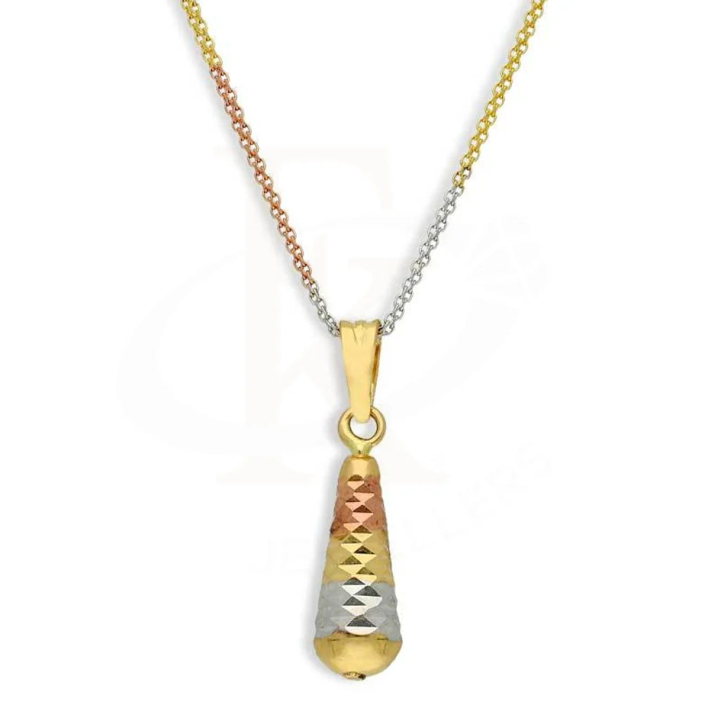 Ladies Necklaces Simple Style-Gold Tri Tone Necklace (Chain with Pendant) 18KT - FKJNKL18K2815