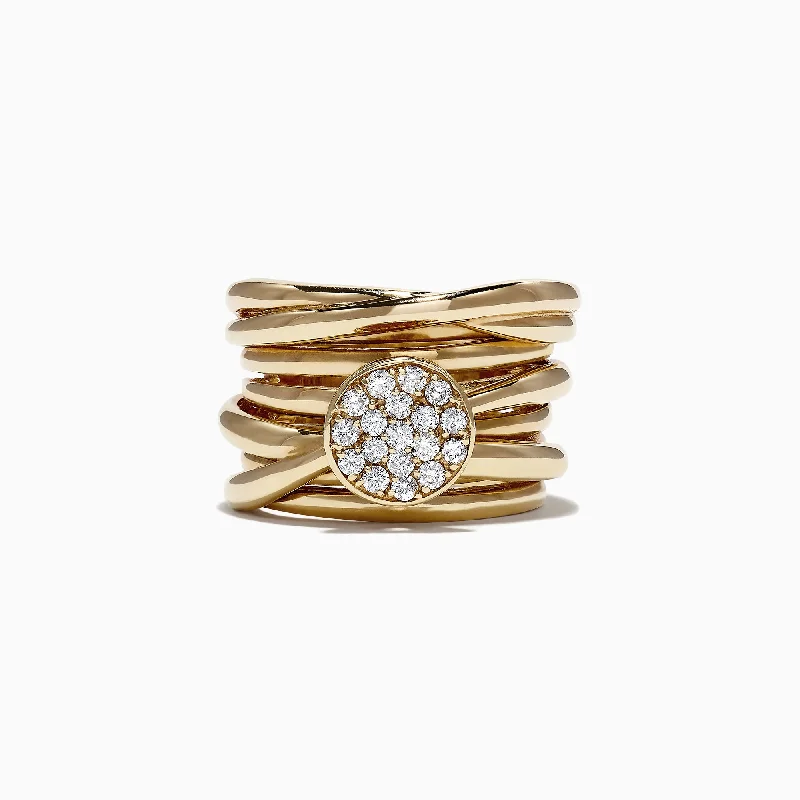 Butterfly Rings -D'Oro 14K Yellow Gold Diamond Ring, 0.35 TCW