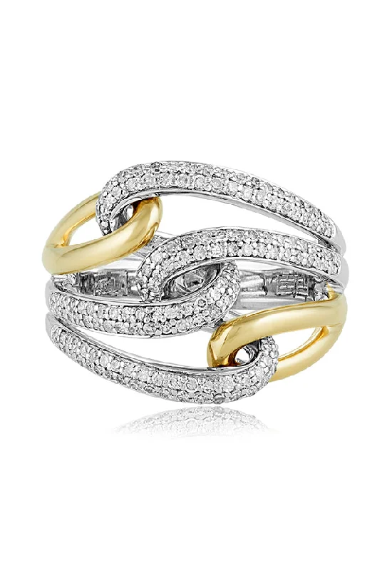 Peace Rings -Duo 14K Yellow and White Gold Diamond Ring, 0.55 TCW