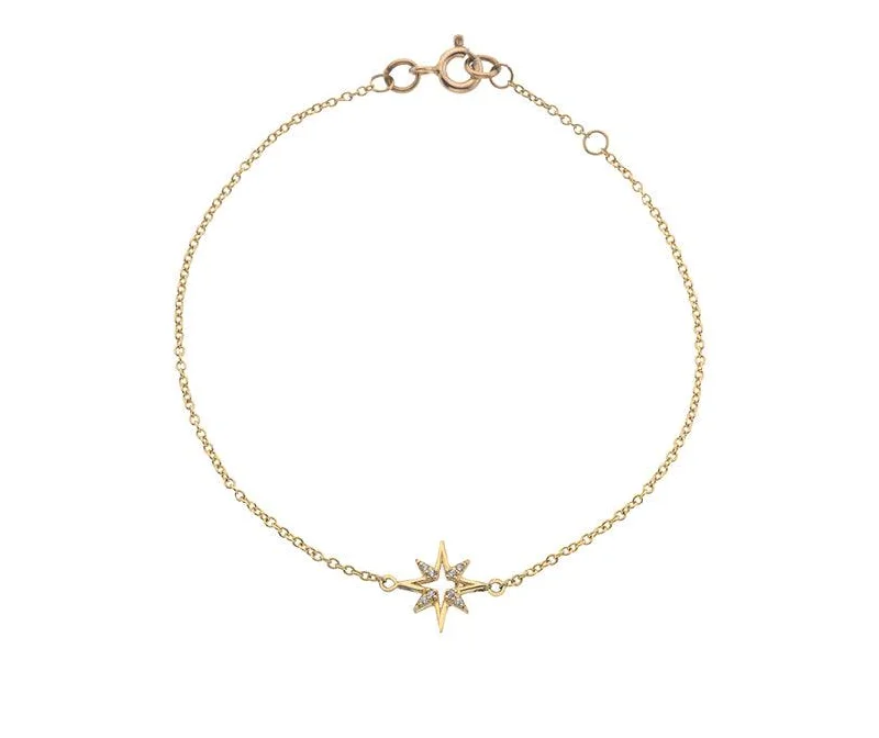 Ladies Bracelets for Creatives-9ct Yellow Gold Cubic Zirconia Starburst Bracelet