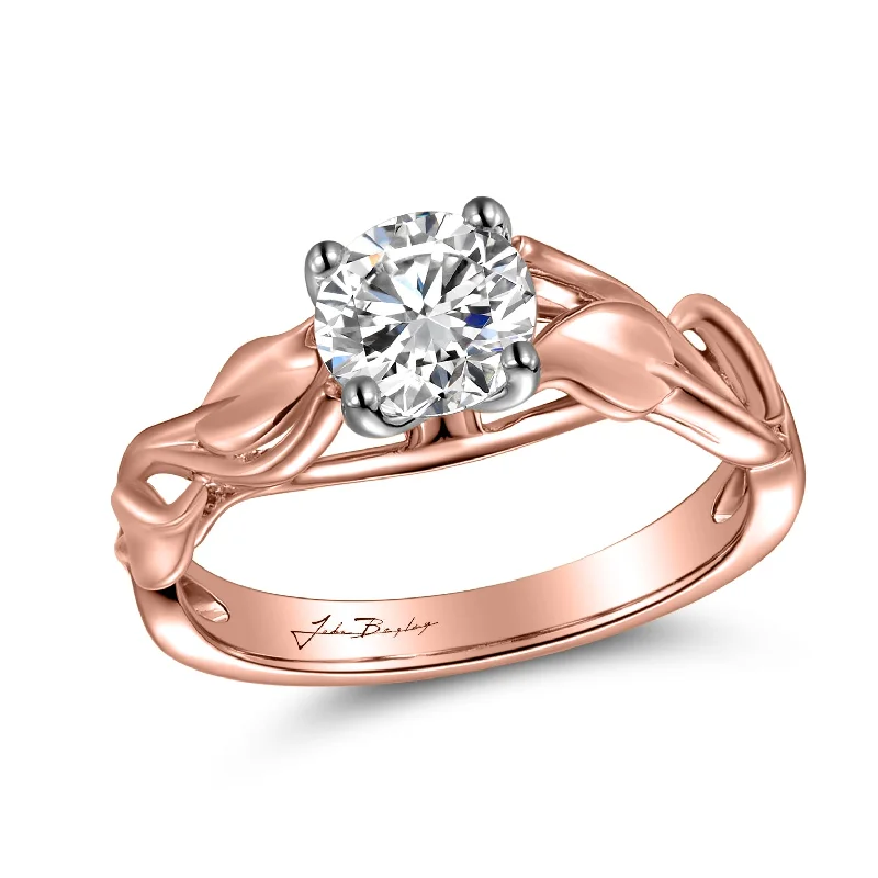 Vintage Style Engagement Rings -John Bagley Leaves Solitaire Engagement Ring #316374