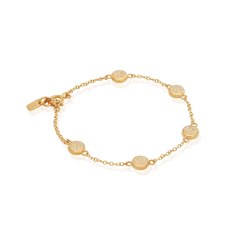 Ladies Bracelets Slim Band-Anna Beck Gold Classic Station Bracelet