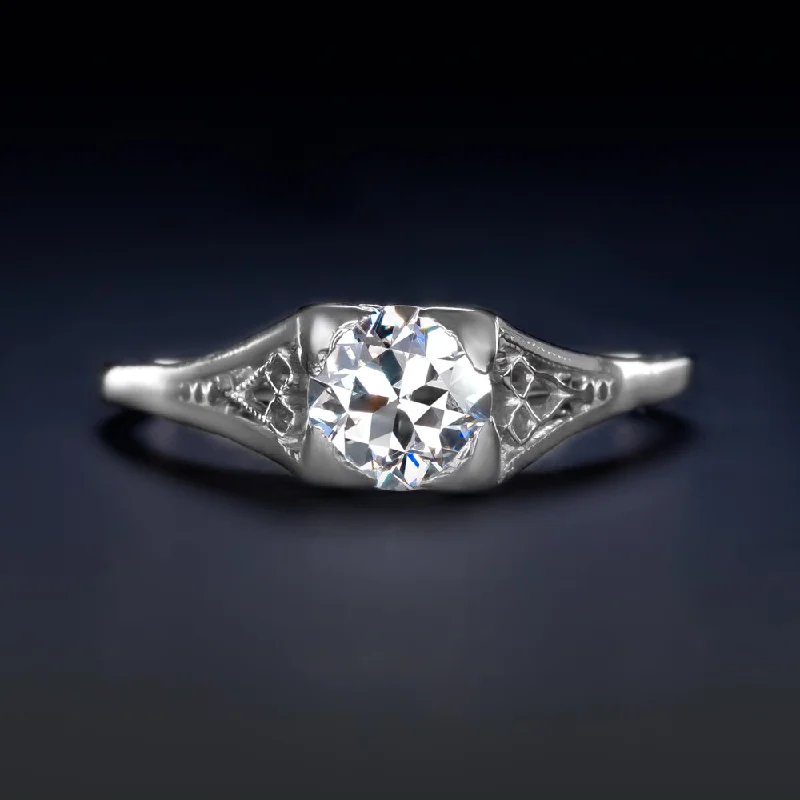 Energy Infused Engagement Rings -OLD EUROPEAN CUT G SI1 DIAMOND 18K ENGAGEMENT RING VINTAGE SOLITAIRE CLASSIC